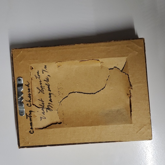 Gold Framed Oil Painting Church Landscape  5.75x4.24" Violet Linton  Vtg - Picture 8 of 8